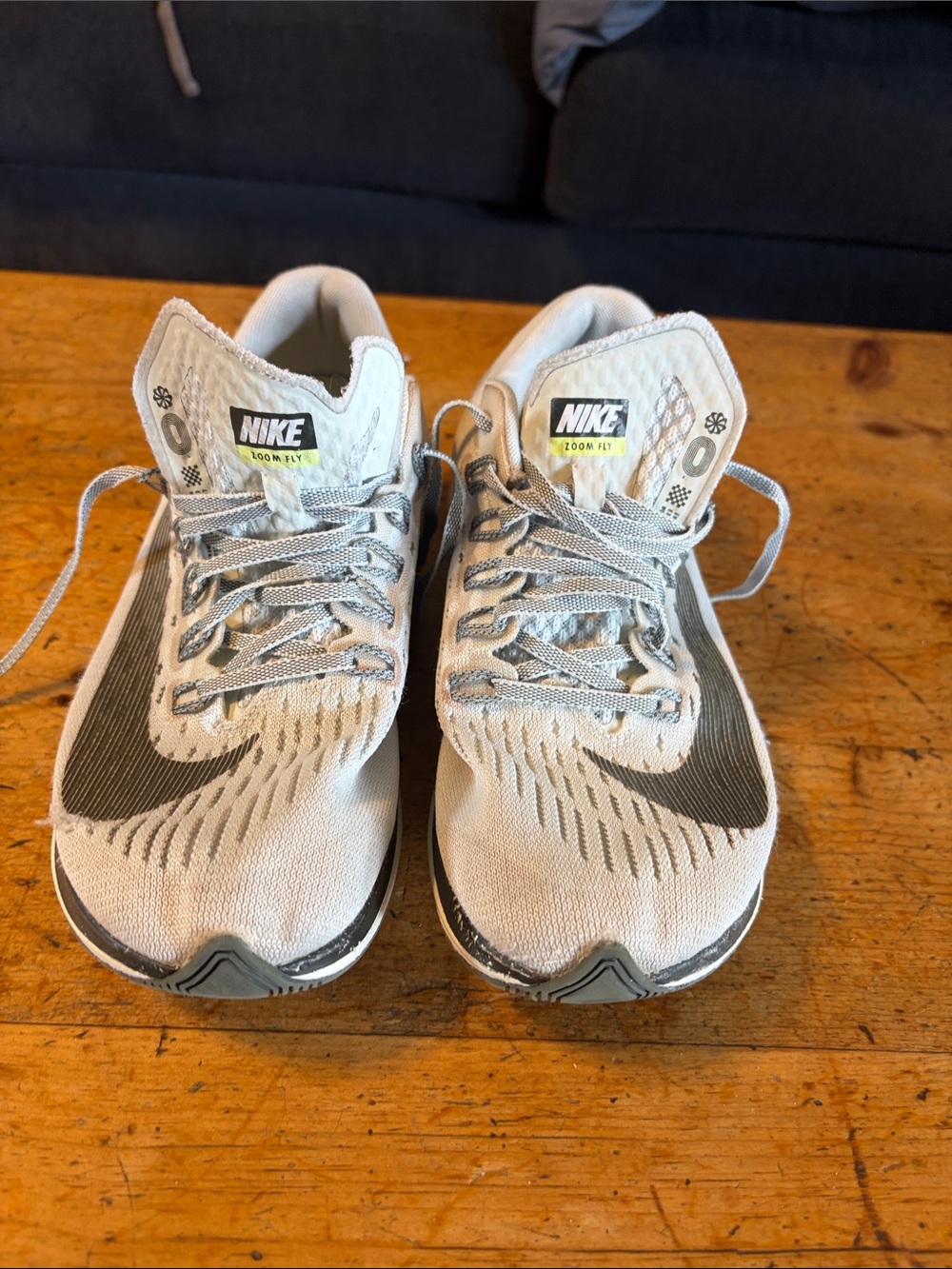 Nike Light Gray and Charcoal Zoom Fly Running Shoes